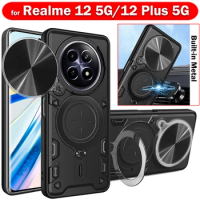 Slide Lens Armor Funda for Realme 12 5G Case for Realme 12 Plus 11 Pro C67 4G C51 C53 GT3 GT Neo 5 Case Magnetic Ring Stand Capa