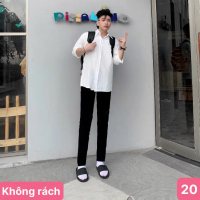 RẺ VÔ ĐỊCH - Quần jean nam không rách gối màu đen trơn chất bò co dãn 4 chiều đẹp form skin boy phố 