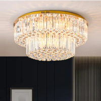 Gold Crystal Ceiling Lights Fixture LED American Modern Ceiling Lamps European Art Deco Hanging Lamp Home Indoor Lighting