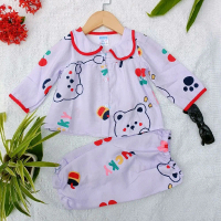 (7_13kg/85cm) Bộ dài gấu chất vải cotton Hàn cao dưới 85cm mặc vừa