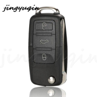 jingyuqin 3 Buttons Flip Folding Remote Car Key Shell For Vw Golf 4 5 Passat B5 B6 Polo Touran With HU66/HU49