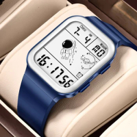 LIGE Fashion Watch Astronaut Electronic LED Digital Watch For Men Alarm Sport Silicone Waterproof Luminous Multifunctional Clock