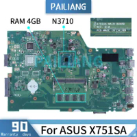 For ASUS X751SA N3710 CPU 4GB RAM Laptop Motherboard REV.2.0 DDR3 Notebook Mainboard