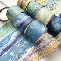 Classic Van Gogh Painting Blue Washi Tape Set Bronzing Journal