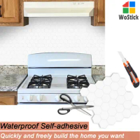 Waterproof Self Adhesive Wall Tile Stickers 3D Hexagon Kitchen Backsplash Decor Peel and Stick Tiles Oil-proof Wallpaper