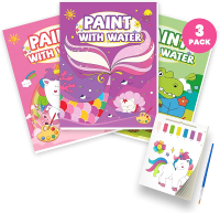 3PCS Paint With Water Books for Kids Unicorn Mermaid & Dinosaur Watercolor Paint Book Set for KidTod