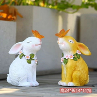 創意太陽能燈兔子擺件陽臺花園庭院別墅戶外布置可愛動物雕塑裝飾