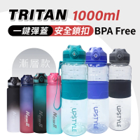 【Upstyle】2入組_美國進口Tritan材質運動水壺2.0升級版-1000ml(環保水壺 耐摔瓶 BPA FREE)