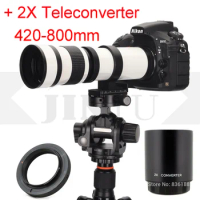 JINTU White 420-800mm Telephoto Lens +2x teleconverter 420-1600mm for Canon 650D 750D 760D 800D 77D 6D 7D 6DII 7DII 5DII 5DIV SL