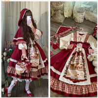 小紅帽洛麗塔Lolita圣誕新年紅斗篷少女op長袖連衣裙