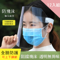 【CS22】全臉防飛沫透明防護面罩-12入組(防疫必備)
