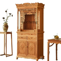 XL Rosewood Furniture Myanmar Rosewood Buddha Shrine Carved Altar Worship Table Clothes Closet with Door