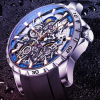 AILANG Luxury Skeleton Mechanical Watches for Men Tourbillion Automatic Watch Silicone Strap Luminous Hollow Wristwatches Mens