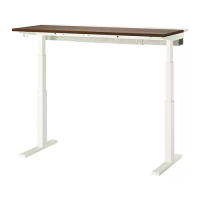 MITTZON 升降式工作桌, 電動 實木貼皮, 胡桃木/白色