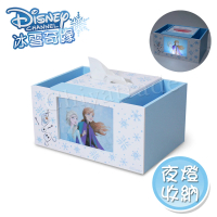 【迪士尼Disney】冰雪奇緣 艾莎&amp;安娜 方形面紙盒LED小夜燈 衛生紙盒 筆筒 收納盒(正版授權台灣製)