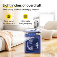 Portable Air Conditioner Cooling Fan Mini Evaporative Air Cooler With 7 Color LED Light 3 Nozzles For Desk Nightstand Durable