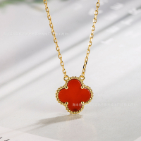 Four-Leaf  Alhambra Series High Version V Gold Four-Leaf Clover Necklace Female Agate Fritillary