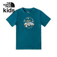 【The North Face 官方旗艦】北面兒童藍色小熊露營車印花短袖T恤｜88H7O0X
