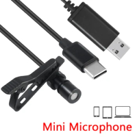 Portable 1.5m Mini Microphone Condenser Clip-on Type C 3.5mm Microfone Wired USB Lavalier Professional Micro Mic For DSLR Camera