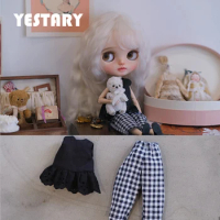 YESTARY Blythe Doll Clothes BJD Dolls Accessorie Clothes Top Pants Coat Fashion Plaid Dolls Clothe Blythe Doll Clothes Girl Gift