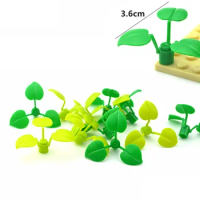 40Pcs MOC Bricks Plant Flower Stem 1x1x2/3 with 3 Leaves Grass Enlighten Building Block Compatible 6255 Particles Leduo Toys