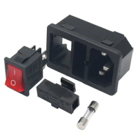 iec320 C14 10A 250VAC 3 Pin Inlet Connector Plug Power Socket With Lamp Rocker Switch 10A Fuse Holder Socket Male Connector
