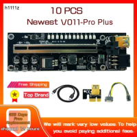 1-10PCS PCIE Riser for Video Card Riser VER011 Pro Plus Riser PCI Express 16X USB3.0 Cable SATA to 6Pin For Bitcoin Miner Mining