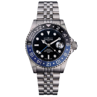 DAVOSA Ternos TT GMT 雙色雙時區陶瓷圈200M潛水錶-藍黑/5珠鋼帶/42mm