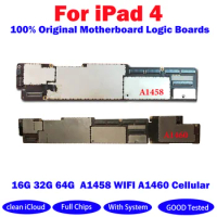 A1458 Clean iCloud ID Wifi Version Unlocked Motherboard For iPad 4 Mainboard 32GB 64GB 16GB Logic board 100% Tested Plate A1460