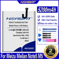 HSABAT 5200mAh BA621 Battery for Meizu Meilan Note5 M5 Note 5 Batteries free shipping