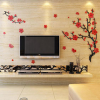 亞克力3D墻貼梅花創意水晶畫客廳臥室沙?背景墻壁家居裝飾品