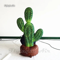 Simulated Green Inflatable Cactus Balloon Potted Plant Replica For Park Decoration