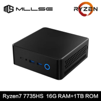 MLLSE K2 Mini PC AMD Ryzen 7 7735HS 8C/16T DDR5 16G RAM 1TB ROM SSD Window 11 Pro BT5.2 WiFi6 RZ608 Desktop Gaming Computer