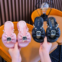 Kids Slippers Girls Slippers Bowknot Pearl Princess Slippers Summer Beach Sandals Girls Sandals Shoes Kids Slippers