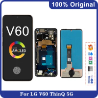6.8"Original AMOLED For LG V60 ThinQ 5G LCD LM-V600 LMV600EA Display Touch Screen Digitizer Replacement For LG V60 Battery Cover