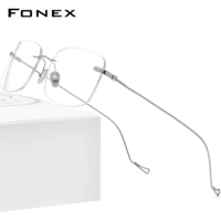 FONEX Titanium Eyeglasses Men 2020 New Rimless Square Eyeglasses Women Frameless Frames Eyewear 8559