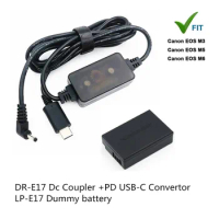 USB-C PD Convertor TO LP E17 LPE17 ACK-E17 DR-E17 Dummy Battery&amp;DC Power Bank for Canon EOS M3 M5 M6 M6 Mark2 ii ACKE17