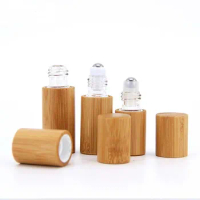 Perfume Empty Oil Bottle Stainless Roll On Ball Perfume Aromatherapy Bottle 3ml 5ml 10ml Oil Roller Bottle Bamboo Wood Bottle