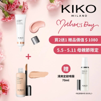 【KIKO MILANO】亮澤妝前精華飾底乳30ml+完美無瑕粉底液25ml(妝前乳/飾底乳/粉底液/CC霜/蜜粉/蜜粉餅)