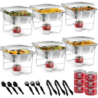 Disposable Chafing Dish Buffet Set, Catering Supplies Buffet Display, Complete Premium Set, Half Size Single Pan, Warming Trays