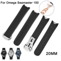Watch Bracelet 20mm Strap TPU WatchBands for Omega Seamaster 150 Deployment Buckle Men Watch Accessories Sport Watch Watchbands