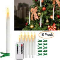 10pcs LED Candle Light Flameless Candles Xmas Tree Decor Candle Light with Remote Control &amp; Clip Wedding Christmas Candles Light