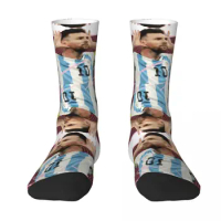 CELEBRATION Lionel And Andrﾩs And Messi And Argentina No.10 GOAT Caricature 10 Stockings Vintage Compression Socks