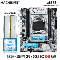 MACHINIST X99 Motherboard Set LGA 2011-3 Kit Xeon E5 2695 V4 CPU Processor 32GB(2*16G) DDR4 ECC RAM Memory NVME M.2 K9 2.0