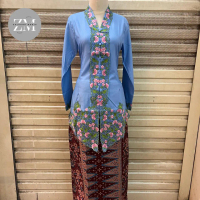 setelan kebaya encim bordir bunga/kebaya wanita modern/kebaya formal lengan panjang