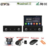 1din Car Radio CarPlay GPS Navigation 7" IPS Retractable Screen 1 Din Android 10 Multimedia Player Universal Audio Video No DVD
