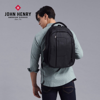 JOHN HENRY 商務休閒電腦後背包-黑