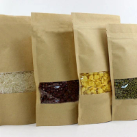 22*31+5cm 30pcs Kraft Paper Ziplock Window Bag For Gift/tea/candy/jewelry/bread Packaging Paper Food Bag Diy Jewelry Display