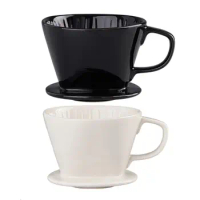 Flat Bottom Over Coffee Maker Delicate Reusable Portable Cone Drip Holder Ceramic BPA-Free Pour Over Coffee Filter Camping