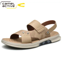 Camel Active 2021 New Leather Summer Soft Male Sandals Shoes For Men Breathable Light Beach Casual Quality Walking Sandals